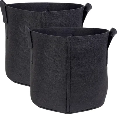 Produktbild von Intirilife 2x Vlies Pflanzsack in 20 Liter - 5 Gallon - 30 x 25 cm – Pflanzen Übertopf aus Vliesstoff mit Tragegriffen für Garten, Gewächshaus uvm. – Pflanzkübel Pflanzgefäß Pflanzbeutel