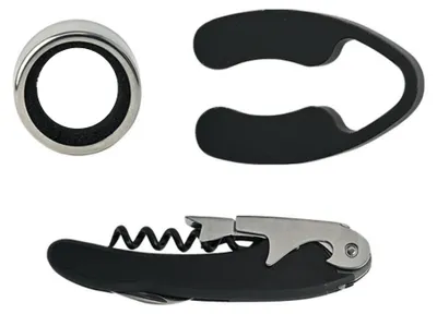 Weinaccessoire-Set: Tropfring, Kapselschneider, Korkenzieher