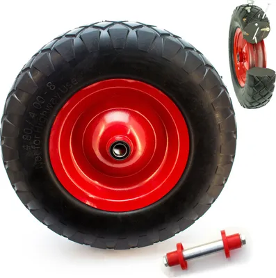 Produktbild von Schubkarrenrad Vollgummi mit Achse Pannensicher 4.80/4.00-8 PolyurethanStahlfelge