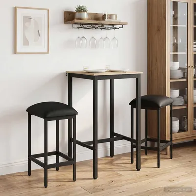 Productafbeelding van Maison Exclusive - 2 barkrukken, zwart, 40 x 32 x 64 cm, houtvezel