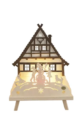 Produktbild von Dekoleuchte-Spitze "Waldhaus"elektrisch beleuchtet inkl. LED-Leuchtmittel BxHxT 30x41x6cm NEU