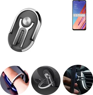 Produktbild von K-S-Trade 3in1 Smartphone-Ring Handy-Ring kompatibel mit Oppo Reno3 Vitality Edition Fingerhalterung  Handyring Tischständer