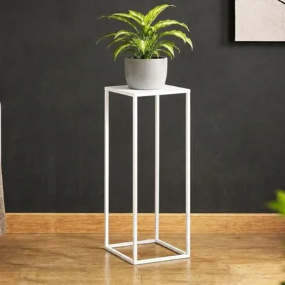 Produktbild von DanDiBo Blumenhocker Metall Weiß Eckig 70 cm Blumenständer Beistelltisch 96482 L Blumensäule Modern Pflanzenständer Pflanzenhocker