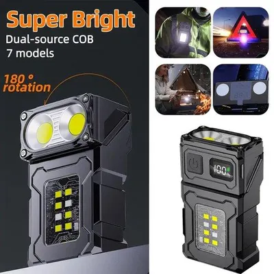 Image de Lampe LED ultra-lumineuse, rechargeable, portable, durable, lampe de travail multifonctionnelle pour l'extérieur, compacte, légère, sans piles