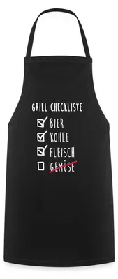 Produktbild von Spreadshirt Grill Checkliste Kochschürze, One size, Schwarz