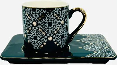 Produktbild von Kaffeeservice Set 12 teilig für 6 Personen / Porzellan / Smaragd Grün / "PERLA"