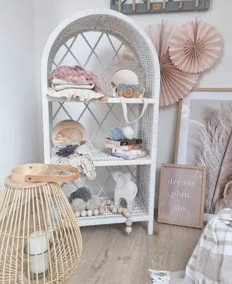 Immagine prodotto di WikliBOX - Grande libreria in vimini per libri, cestino in vimini, bianco 50x27x100 cm