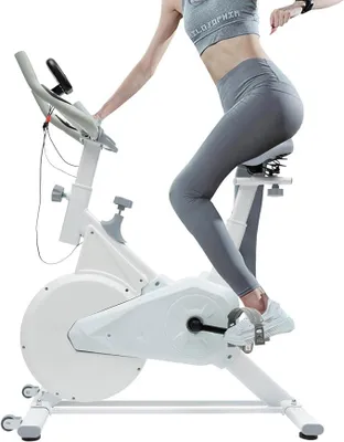 Immagine prodotto di Bicicletta da  con resistenza regolabile, volano, display LCD, supporto per tablet, ideale per l'uso domestico, con una capacità di carico fino a 80 kg