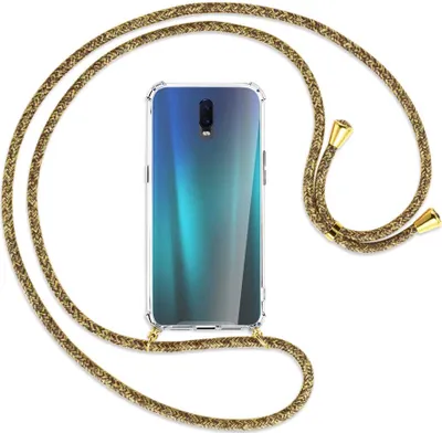 Produktbild von Handykette Backcover-Schutzhülle mit Band (Metall goldfarben) für Oppo R17 / RX17 - braun+beige