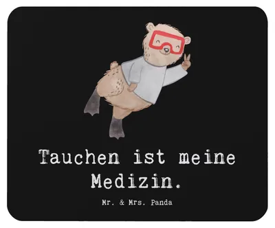 Produktbild von Mr. & Mrs. Panda Mauspad Bär Tauchen - Schwarz - Geschenk, mousematte, Diving, Mouse Pad, Tauchschule, Mousepad, laptop, Tauchsafari, Schnorcheln, Dive, Sport
