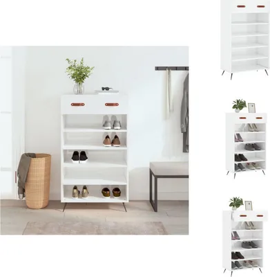 Obrázok produktu pre vidaXL Skriňa na topánky vysokolesklá biela 60x35x105 cm materiál na báze dreva - Skrine