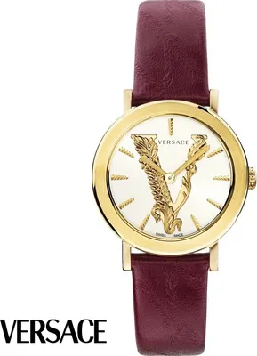 Zdjęcie produktu dla Versace VERI00320 Virtus weiss gold bordeaux Leder Armband Uhr Damen NEU