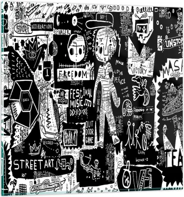 Produktbild von Bilder auf glas - Graffiti modern - 70x70cm - Glasbilder - Wandbilder - Kunstdruck - zum Aufhängen bereit - Wanddekoration aus Glas - Glas Bilder - Wandbild auf Glas - Einteilig - GAC70x70-3587