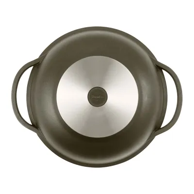 Produktbild von Wok mit hohem Glasdeckel und Zubehör 32 cm, Aluminium, grau - Bonanza®