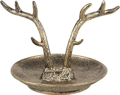 Produktbild von Clayre & Eef Dekoration Schale 11x9x8 cm Goldfarbig Metall Geweih