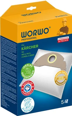 Produktbild von WORWO KMB13, Staubbeutel, Trommel-Vakuum, Weiß, Kärcher, A 2003, A 2004, A 2014 CarVac, A 2014 CV, A 2024 PT, A 2054 ME, A 2074 PT, S 2500, WD 2.200, Karton mit Aufhänger