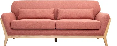 Produktbild von Miliboo - Skandinavisches 3-Sitzer-Sofa aus Terrakotta-Velourstoff und hellem Holz YOKO