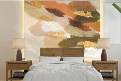 Produktbild von MuchoWow® Fototapete für Wohnzimmer oder Schlafzimmer Wandtapete Vinyl Motivtapete Farbe - Grün - Rot - 240x240 cm - Schlafzimmer-Tapete
