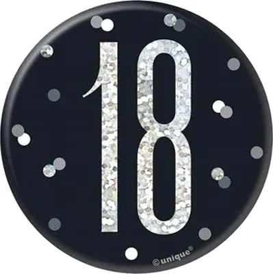 Image de Unique Party - Prismatique - Badge, 18ème anniversaire SG38365 (taille unique) (Noir/Argent)