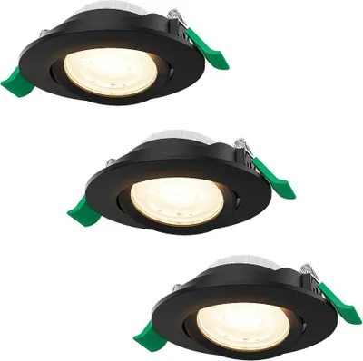 Image de HOFTRONIC - Spot LED encastrable orientable 6W 570lm CCT 2700K/4000K/6000K Noir lot de 3