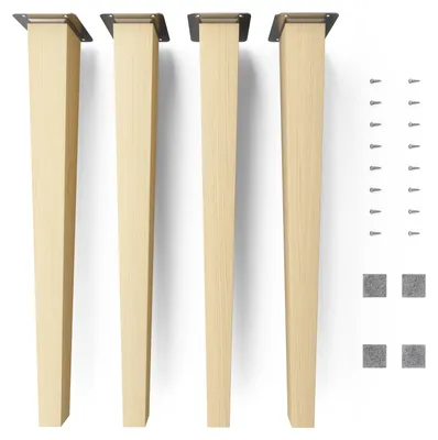 Produktbild von 4x sossai Holzfüße eckig - gerade Ausführung 45cm Buche Naturbelassen