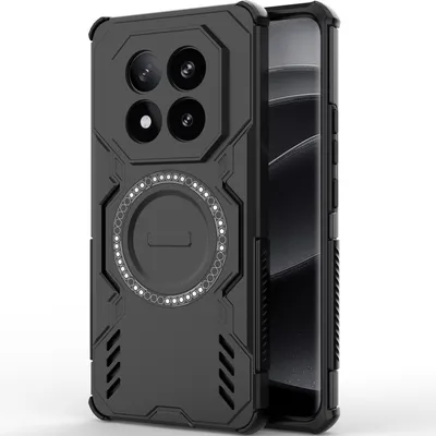 Obrázek produktu pro Magnetické pouzdro pro Xiaomi Redmi Note 14 Pro+ 5G, hybridní PC a TPU nárazník, větrací otvory pro odvod tepla pouzdro Černý