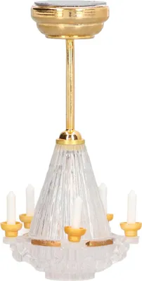 Zdjęcie produktu dla Miniaturowy żyrandol w skali 1/12, żywa dekoracyjna mini lampa sufitowa z 5 świecami LED do domku dla lalek