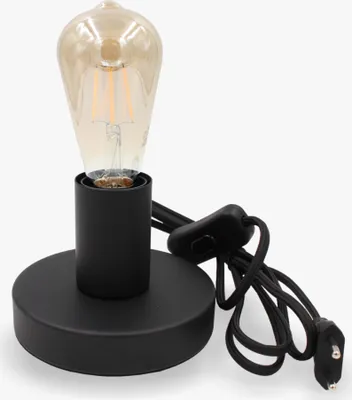 Produktbild von Tischleuchte Lampe Ø12cm - Fassung E27 max. 40W, Textilkabel mit Kabelschalter An/Aus | Schwarz