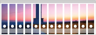 Produktbild von Wallario Ordnerrücken Sticker, selbstklebend für breite Ordner, 12 Stück, Motiv Leuchtturm am Abend auf den Balearen Malerischer Himmel