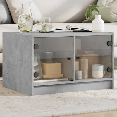 Immagine prodotto di Maison Exclusive - Tavolino con ante in vetro grigio cemento 68x50x42 cm