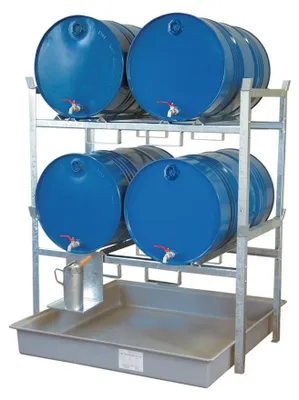Produktbild von Fassregal Cemo 800 Variante 2 mit Fassauflagen und GFK-Auffangwanne 162x141x128 cm Tragkraft 900 kg