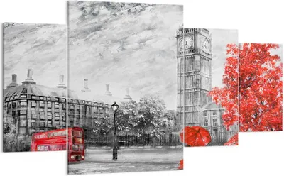 Produktbild von Bild auf Leinwand - Leinwandbild - London Bus - 160x90cm - Wand Bild - Wanddeko - Wandbilder - Leinwanddruck - Bilder - Kunstdruck - Wanddekoration - Leinwand bilder - Wandkunst - DL160x90-3866