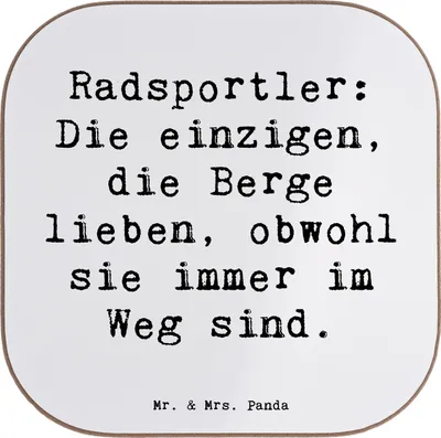 Produktbild von Mr. & Mrs. Panda Untersetzer für Gläser Spruch Radsport Berge - Weiß - Geschenk, Sportler, gläseruntersetzer, Gemeinschaft, Teamsport, Coaster, Holzuntersetzer, Ausdauer