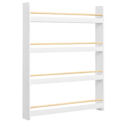 Produktbild von SONGMICS Bücherregal Kinder, Kinderregal mit 4 Ebenen, Spielzeugregal, Wandregal, für Kinderzimmer, Spielzimmer, weiß-naturfarben