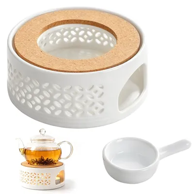 Keramik-Teewärmer mit Teelichthalter, Ø 15 cm, weiß