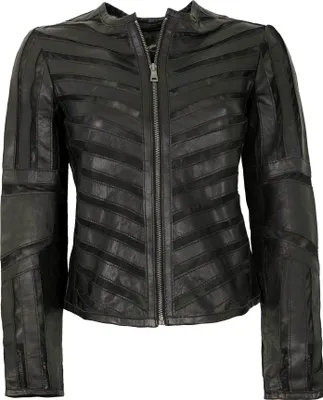 Produktbild von Mauritius - Damen Lederjacke Lammnappa Materialmix schwarz : 3XL