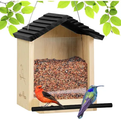 Produktbild von Vogelhaus aus Holz wetterfest mit großem Fassungsvermögen, 23 x 22 x 27 cm