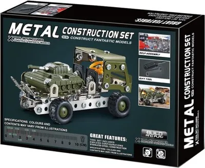 Produktbild von Metallbausatz für ein Militärfahrzeug mit Panzer, 133 Teile