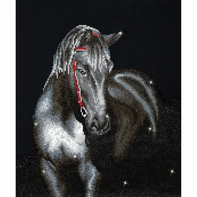 Immagine prodotto di DIAMOND DOTZ® Pittura originale con diamante "Midnight Stallion" 42 x 53 cm 16.797 Diamant Mosaiksteine Art.-Nr: DD10.012