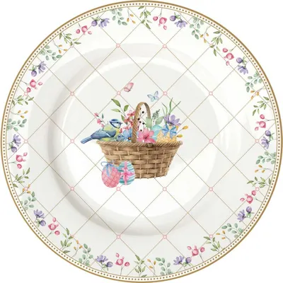 Produktbild von Kuchenteller SPRING BLOOM Ostereier mit bunten Blumen 19cm Porzellan Easy Life
