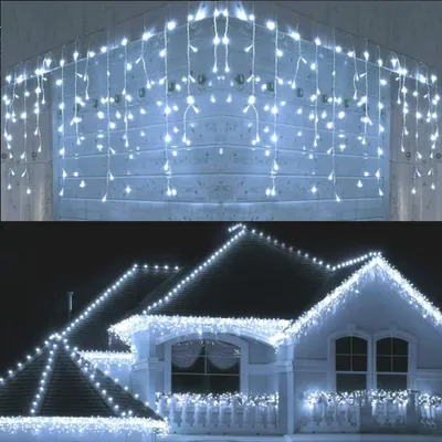 Eiszapfen-Lichterkette 400 LED 10 m, kaltweiß, wasserdicht, 8 Modi