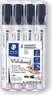 Immagine prodotto di 4 STAEDTLER 351WP4-9X Marcatore per lavagna bianca nero 2,0 mm