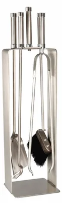 Produktbild von Kamingarnitur Edelstahl matt modernes Ofenbesteck - Kaminbesteck Kaminset 5-tlg.
