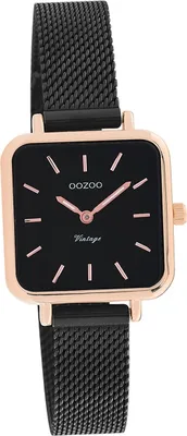 Image de Oozoo Montre femme noire analogique Vintage Series métal bracelet mesh D2UOC20265