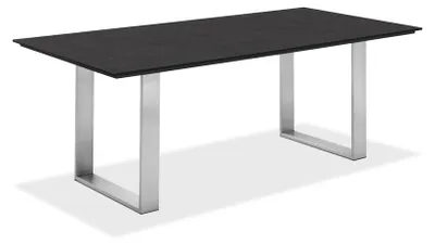 Produktbild von Gartentisch Noha 160x95 Tischplatte HPL Granit Profilkufe Edelstahl gebürstet
