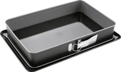 Produktbild von Dr. Oetker Rechteck-Springform mit Emaille-Boden 38 x 25 cm mit Servierboden, eckiges Kuchenblech, für große Blechkuchen, Serie Back-Idee Kreativ