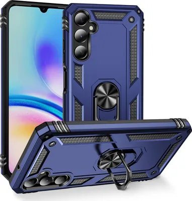 Produktbild von Schutzhülle für Samsung Galaxy A05S Dual Layer Robust Militäre Fallschutz Hülle mit Ringhalterung Ständer Blau