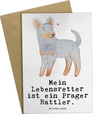Produktbild von Mr. & Mrs. Panda Grußkarte Prager Rattler Lebensretter - Weiß - Geschenk, Pincher, weihnachtskarten, Grußkarten, einladungskarten, hochzeitskarten, osterkarte