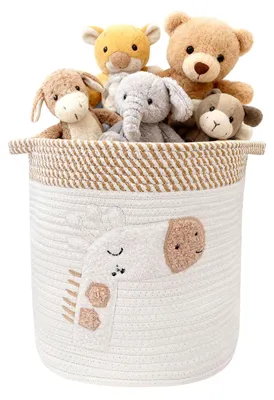 Produktbild von Aufbewahrungskorb fürs Kinderzimmer, 30 cm Korb, Aufbewahrungskorb für Babys, Wäschekorb, geflochtene Aufbewahrungskörbe, Spielzeugkorb mit Griff für Spielzeug, Wäsche, Decken, Organizer für den Wickeltisch