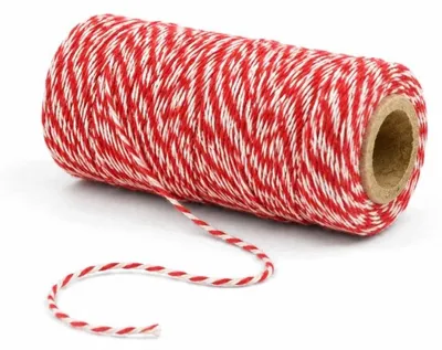 Produktbild von Bäckerzwirn weiß-rot 50m stark für Geschenkverpackung DIY